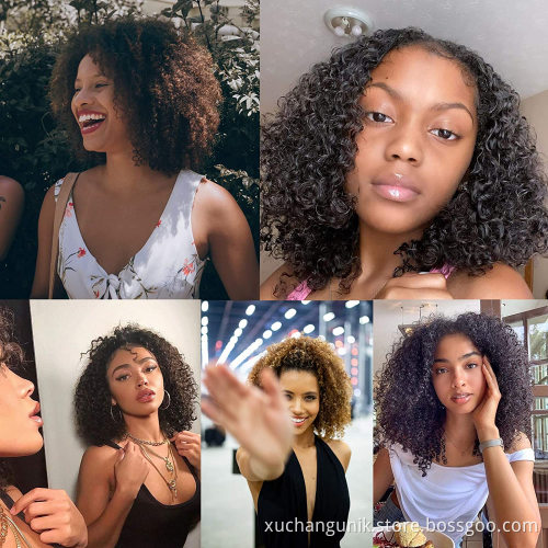Deep Curly Wave Short Bob Wigs Human Hair Hd Full Lace Front Wig Raw Peruvian Virgin Human Hair Lace Frontal Wig For Black Women